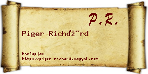 Piger Richárd névjegykártya